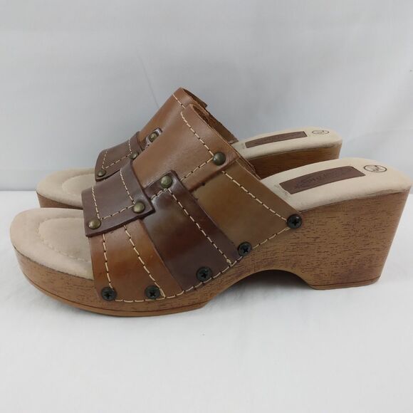 Vintage Y2K Lower East Side Patchwork Leather Platform Chunky Wedge Sandals 7.5 - Picture 5 of 10